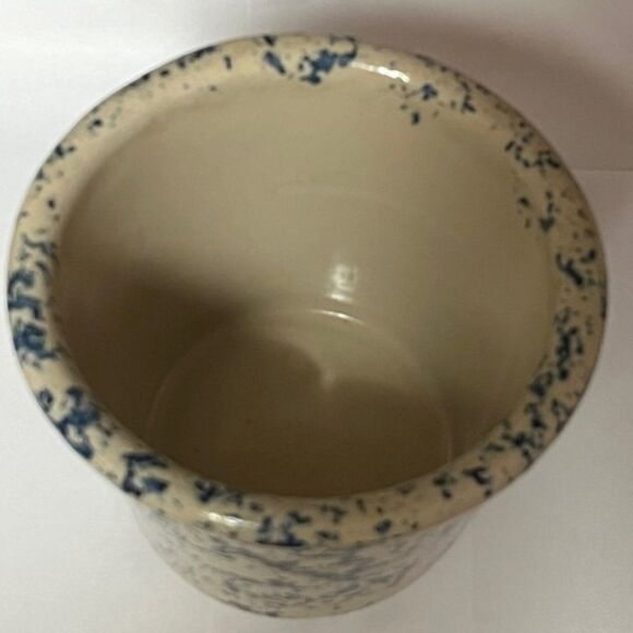 Casey Pottery Marshall, TX Blue Spongeware Crock 4.5" H - Picture 5 of 8